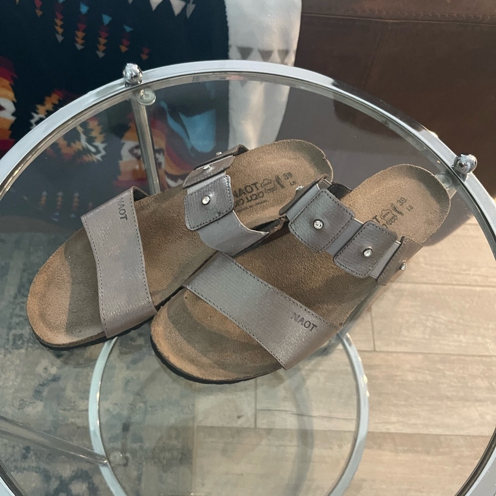 Naot Taupe Slide Sandals for Women